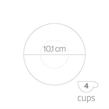 Miss Perla 4 kop kanden er en kompakt kande der kun måler 10,1 cm i diameter